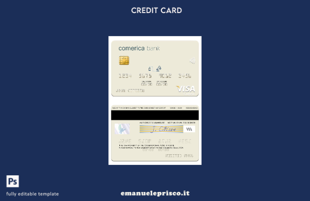 modello di carta visto USA Comerica Bank in stile verificato